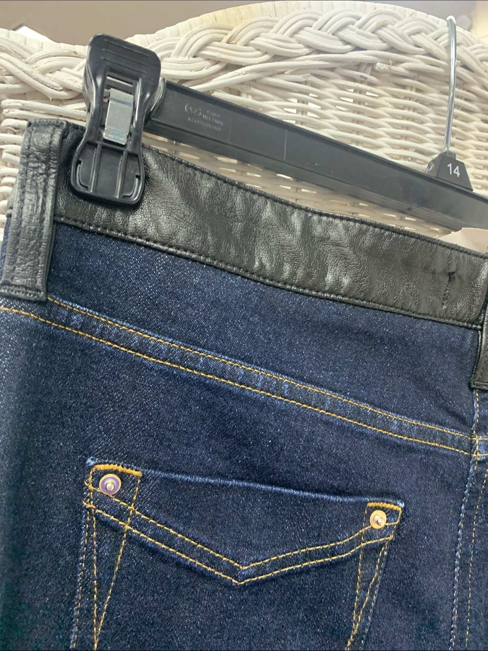 Roberto Cavalli Black Skinny Leather Jeans with denim Navy back Panel - Picture 6 of 8
